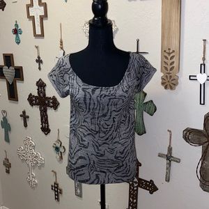 Charlotte Russe grey silver black zebra top size medium